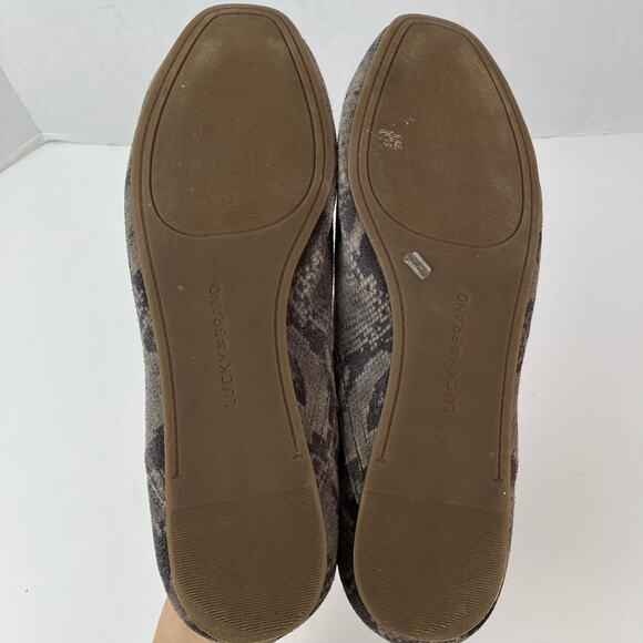 Lucky Brand Sz 10 Alba Grey Suede Animal Print Ballet Flats Soft Comfy - Picture 16 of 16